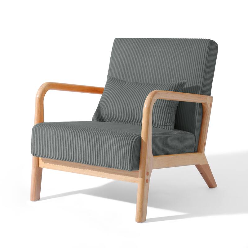 Modern Upholstered Accent Chair with Wood Legs Set of 2