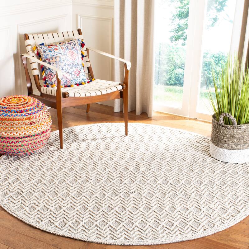 SAFAVIEH Handmade Trace Latosha Modern Wool Rug - 6' Round - Grey/Black