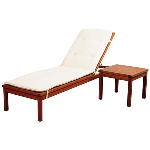 Amazonia Washburn 2-Piece Outdoor Chaise Lounger Lounge Chair Set with White Cushions