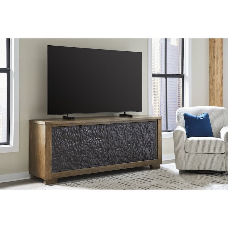Signature Design by Ashley Rosswain Brown 80" TV Stand for TVs up to 91" - 79.5"W x 20.13"D x 32.13"H