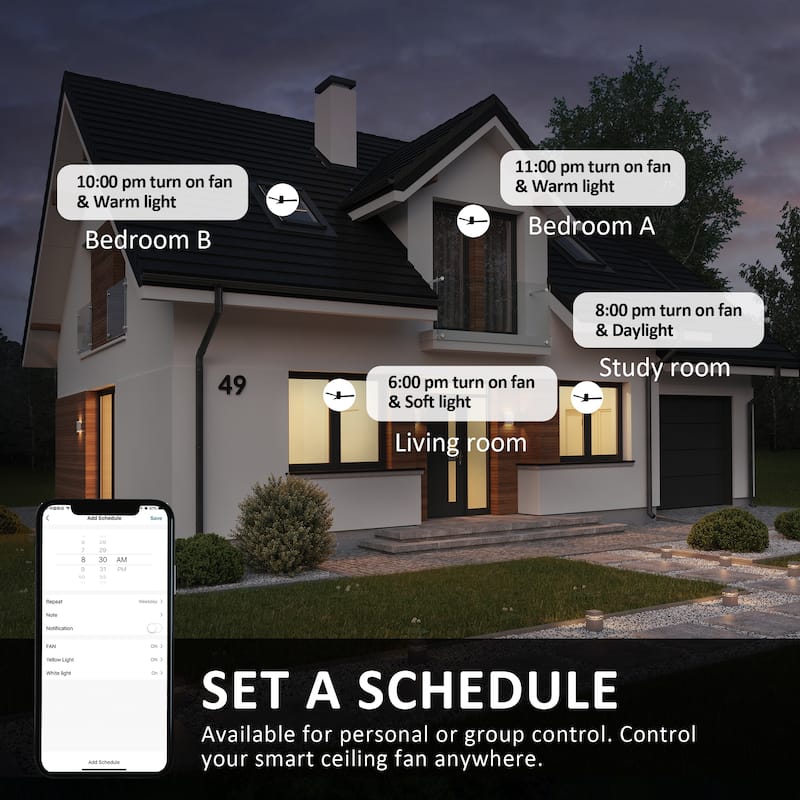 CARRO Pollux 52" Indoor Smart Ceiling Fan with Light and Remote-Flush Mount