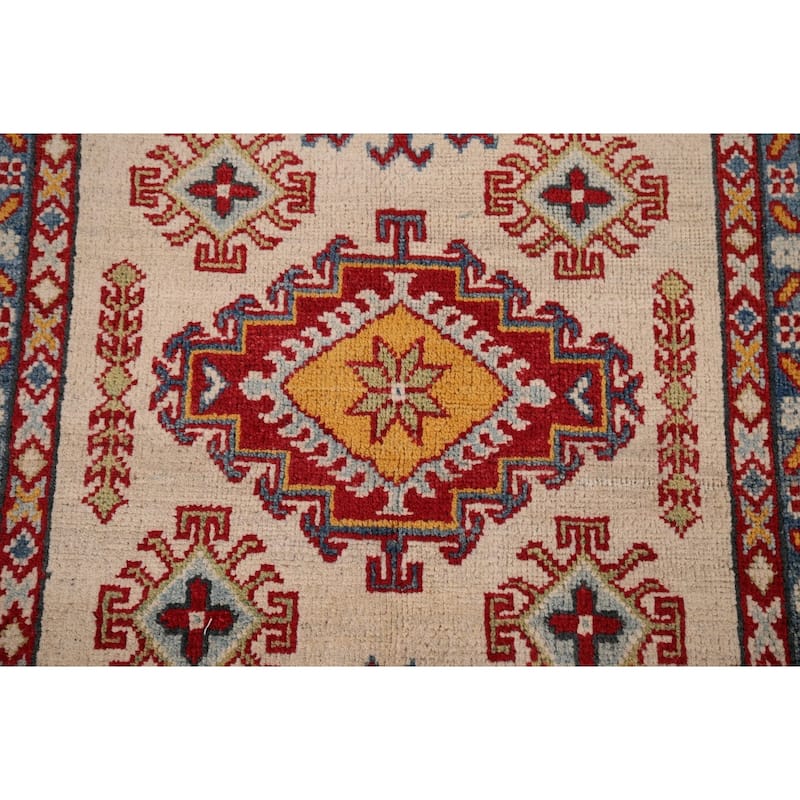 Kazak Oriental Accent Rug Handmade Beige Wool Carpet - 3'4" x 5'1"