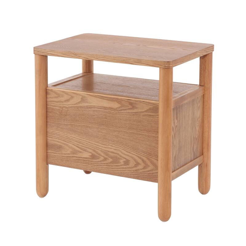 Christopher Knight Home - Modern Minimalist 23.62" Nightstand with Rounded Wood Legs & Open Storage Shelf, Multi-Functional Use