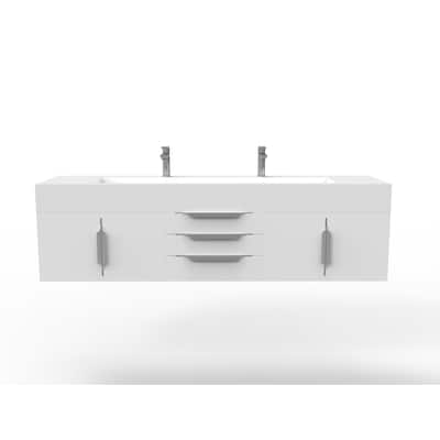 Nile 72" Wall Mounted Bathroom Vanity Set w/ White Top