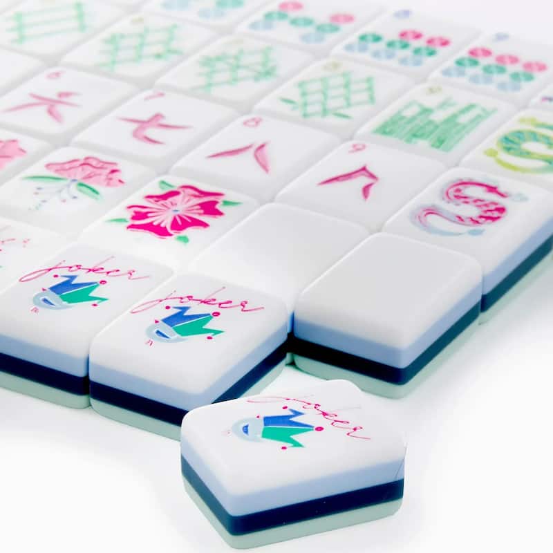 Sweet Jojo Designs American Mahjong Tile Set (160pc) 1.25in. Layered Acrylic with Paisley Travel Bag Beautiful Luxury Mint Green