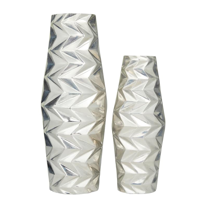 Modern Aluminum Metal Geometric Vase (Set of 2) - Silver, Gold, Black