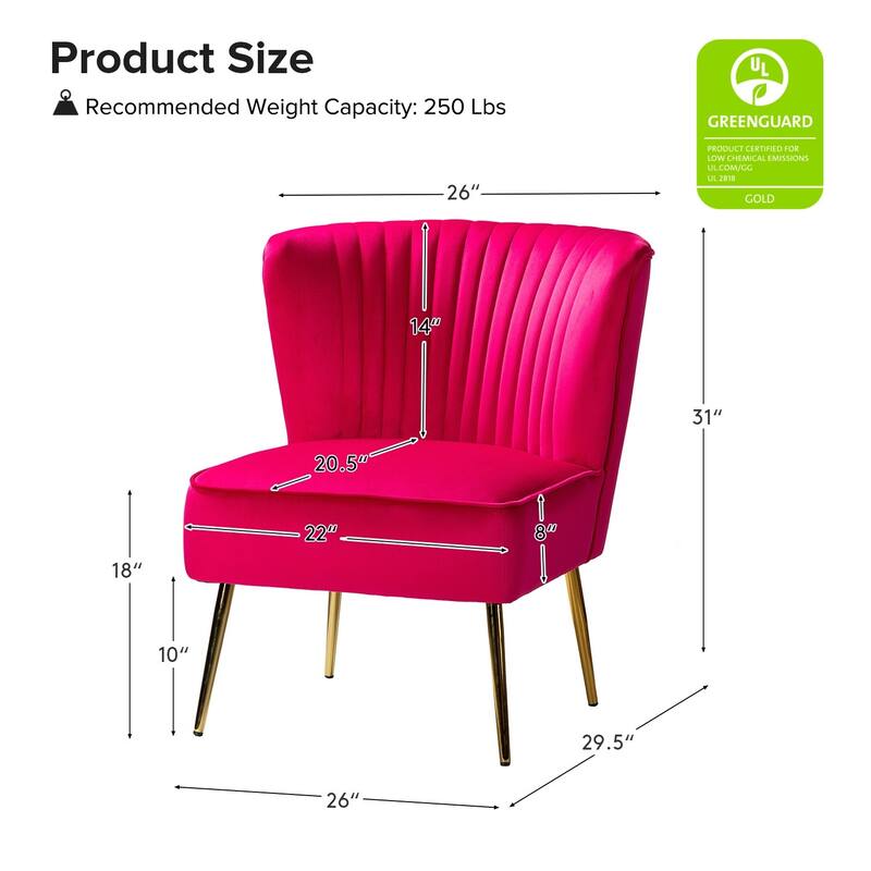 Monica 22''W Upholstered Modern Tufted Accent Side Chair with Gold Legs by HULALA HOME