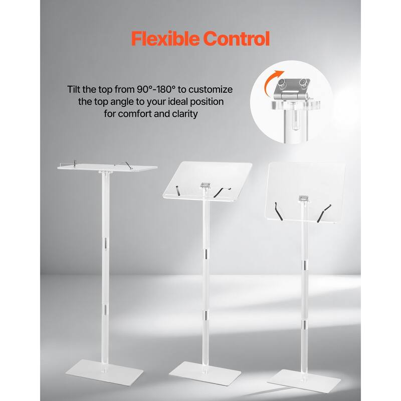 Portable Acrylic Lectern with Book Clips and Adjustable Angle