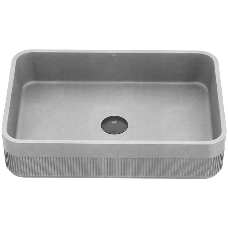 VIGO Cypress 21"L x 14"W x 5"H Concreto Stone Rectangular Bathroom Vessel Sink - Concreto Stone