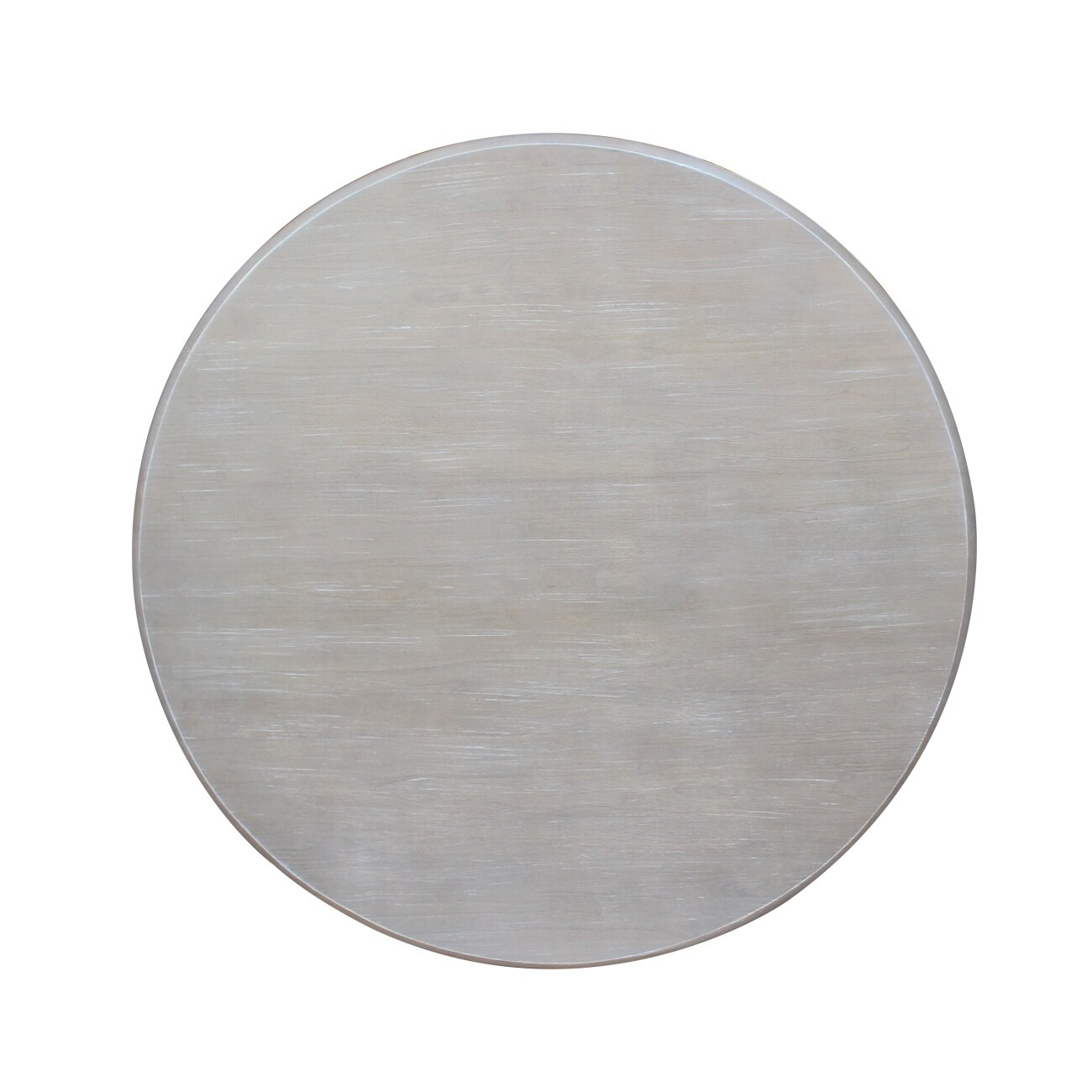 Solid Wood Round Pedestal Dining Table in Washed Gray Taupe Finish-image