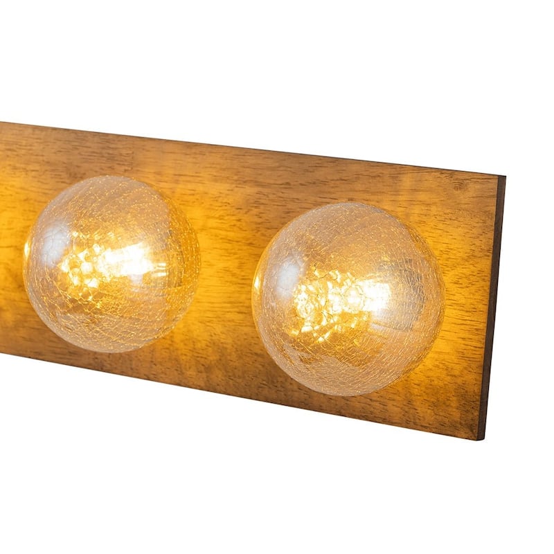 Italy Vintage Wood Glass Globe Linear Wall Ceiling Light