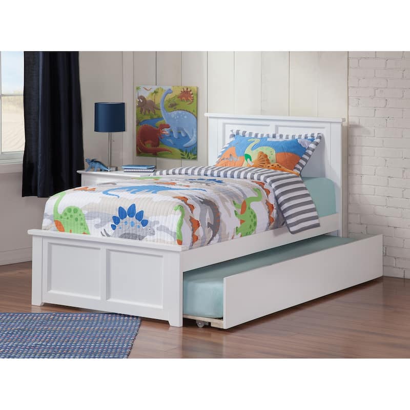 Full Platform Bed with Trundle - Twin Size Bed Frame - Modern Urban Style - Walnut Espresso Finish