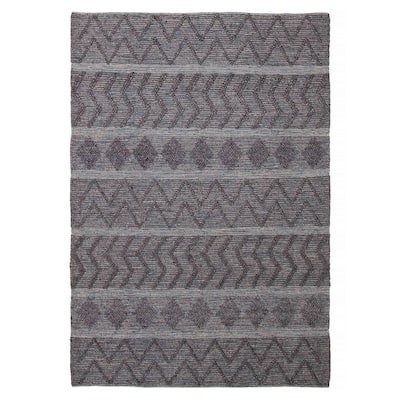 ECARPETGALLERY Braid weave Sienna Grey Wool Rug - 6'2 x 9'1