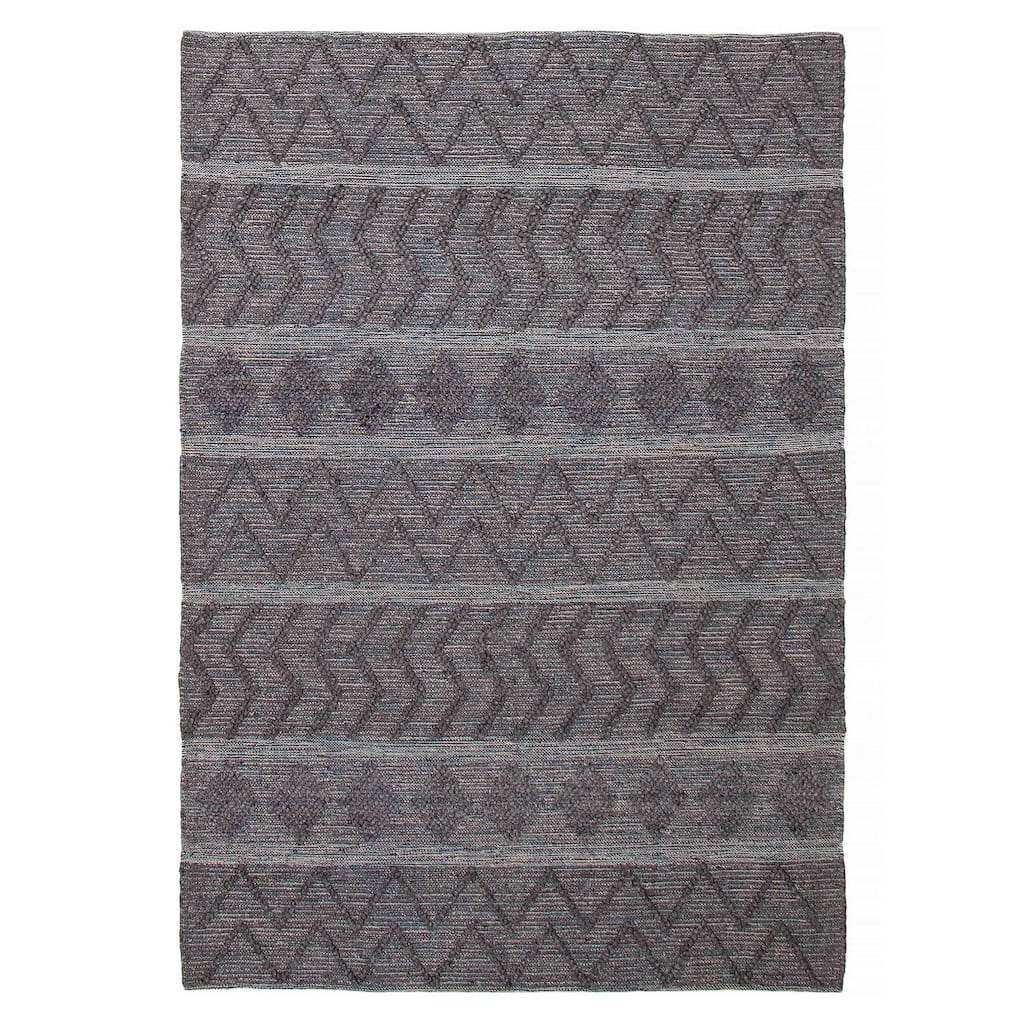 ECARPETGALLERY Braid weave Sienna Grey Wool Rug - 6'2 x 9'1