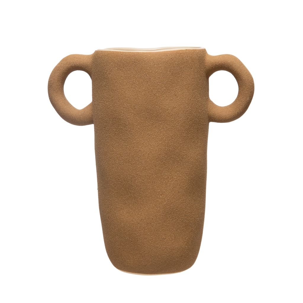 Rustic Stoneware Planter with Handles and a Reactive Glaze Finish