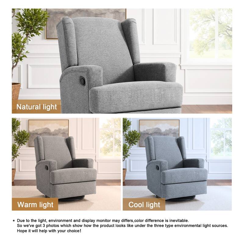 31'' W Wingback Manual Glider Swivel Rocker Recliner Nursery Chair