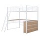 preview thumbnail 7 of 11, Full Loft Bed with 3 Layers of Shelves & L-Shaped Desk, Metal Loft Bed Frame with Safety Guardrails and Inclined Ladder, White