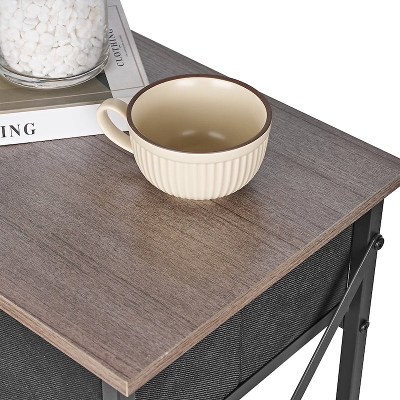 Javlergo 2 Pack X Frame Nightstand with Removable Fabric Drawer Easy to Clean Multifunctional End Table with Open Shelf