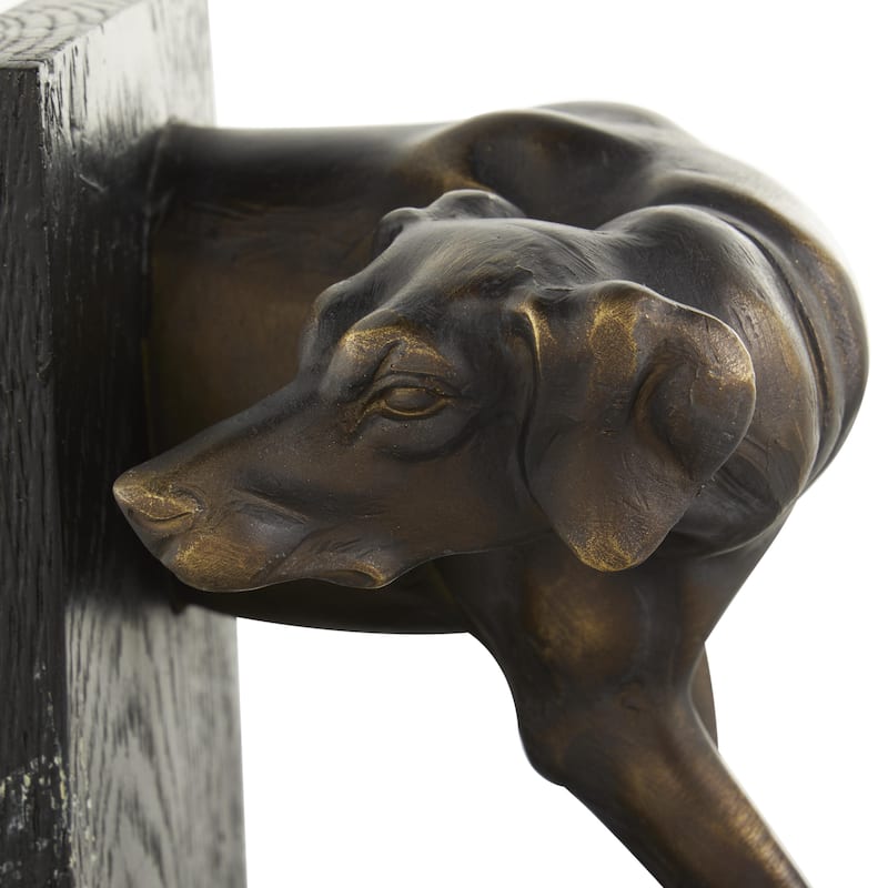 Polystone Dog Greyhound Decorative Bookends with Gold Accents and Black Stands - Set of 2 Black - Roche River Decor