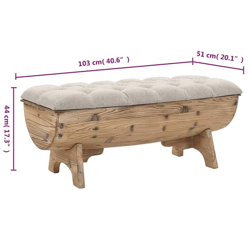 vidaXL Storage Bench 40.6" Solid Wood Fir - 40.6" x 20.1" x 17.3"