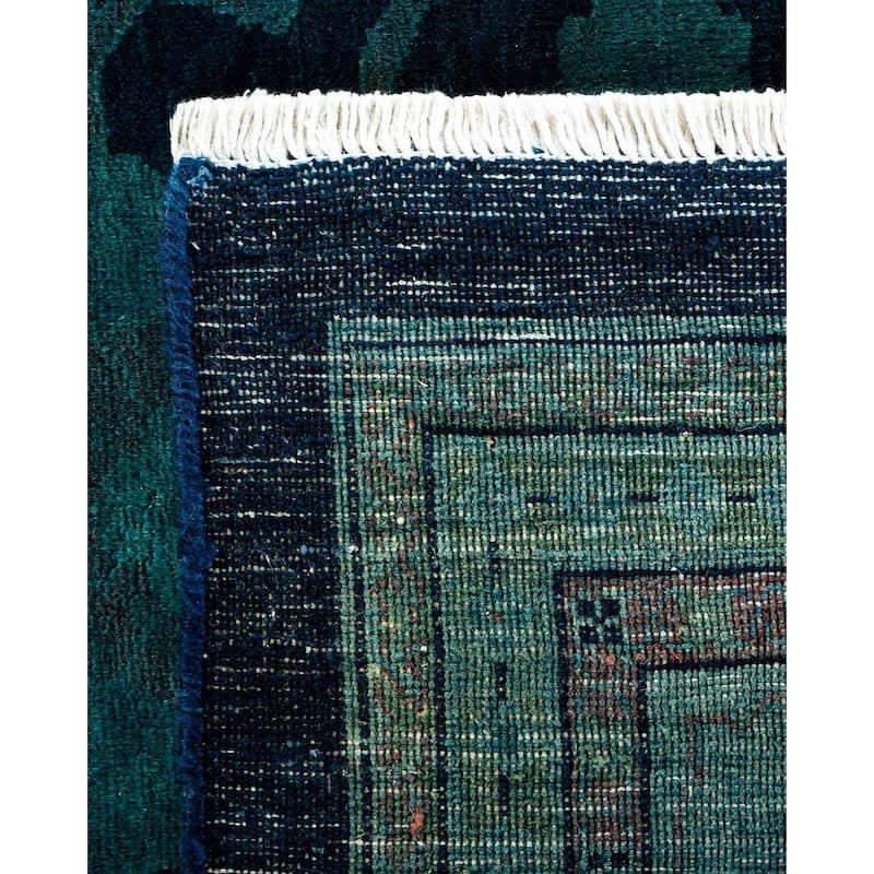 Overton Hand Knotted Wool Vintage Inspired Modern Contemporary Overdyed Navy Area Rug - 12' 1" x 15' 0"