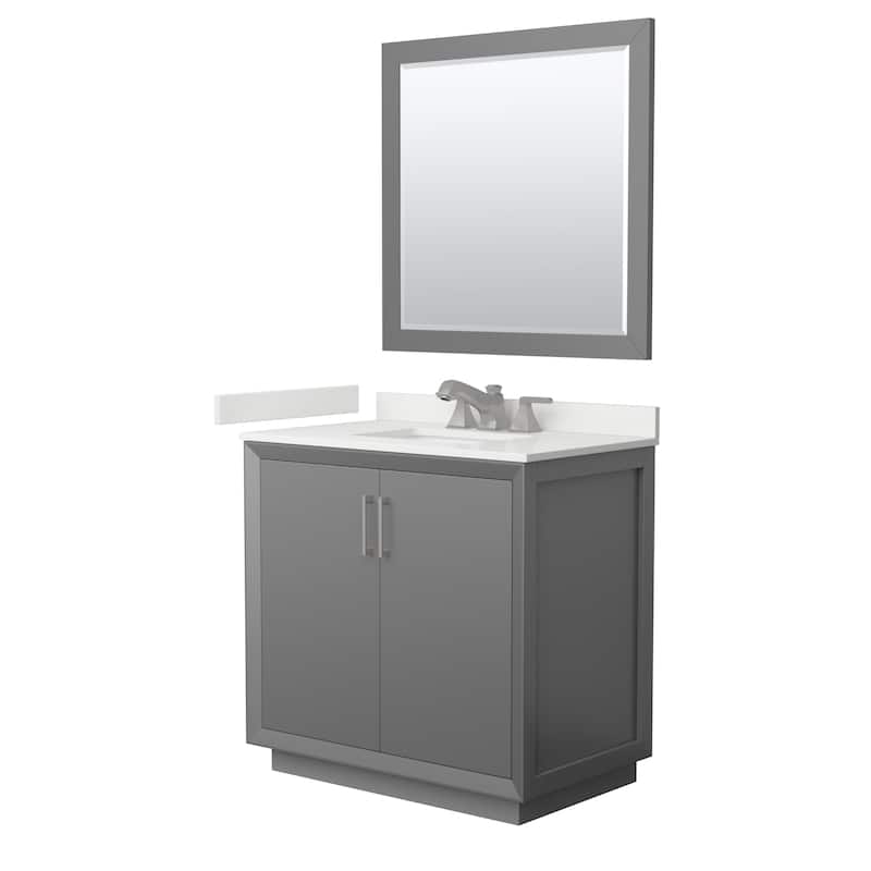 Strada 36-inch Single Vanity, Quartz Top, 34-inch Mirror