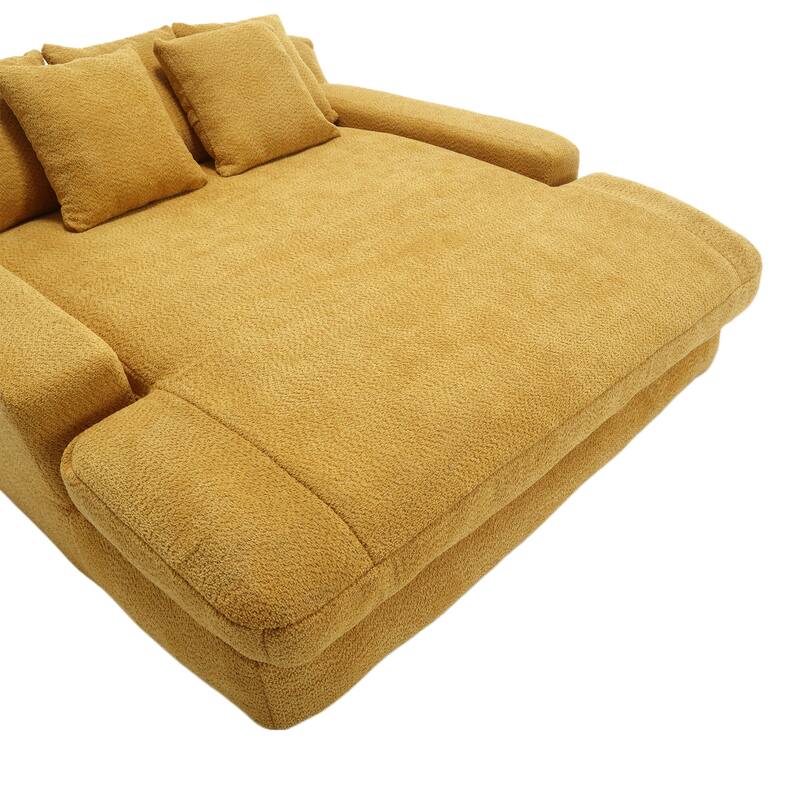 Seersucker 2-seater lazy sofa bed With 2 back pillows , 2 toss pillows,Comfy Sofa- Deep Seat Couch