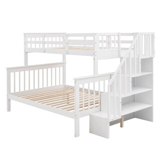 Stairway Twin-Over-Full Bunk Bed with Storage and Guard Rail,Space-Efficient Multifunctional Bunk Bed With Storage