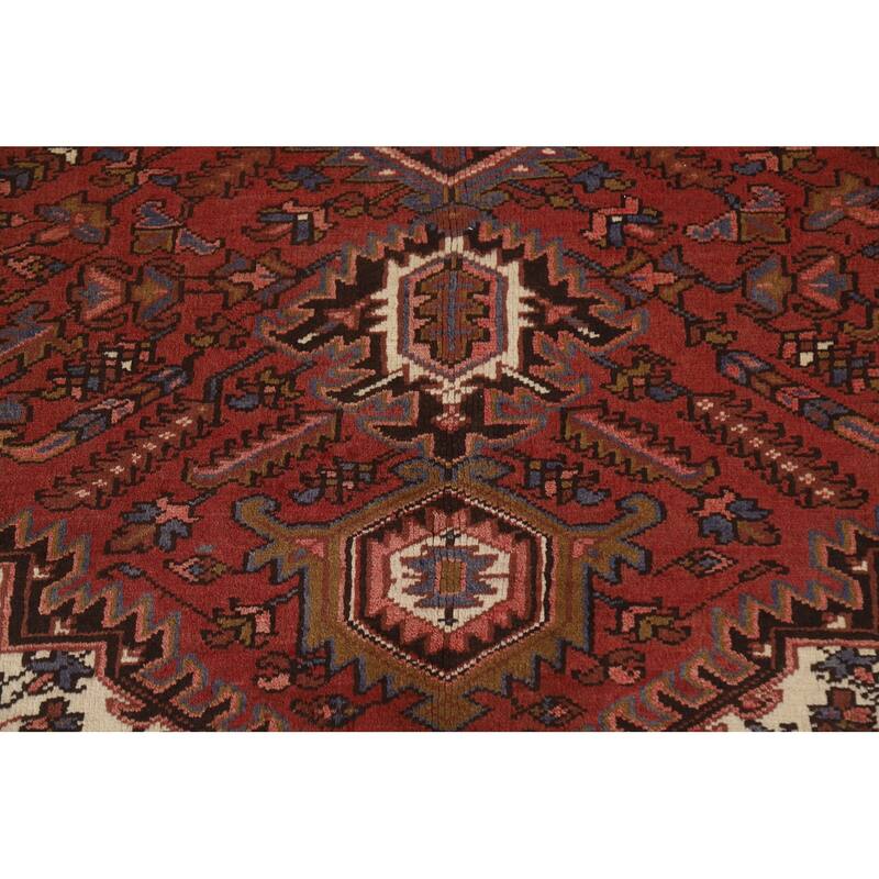 Hand Knotted Oriental 100% Wool Carpet Traditional Medallion Red Heriz Area Rug - 12' 8'' X 9' 10''