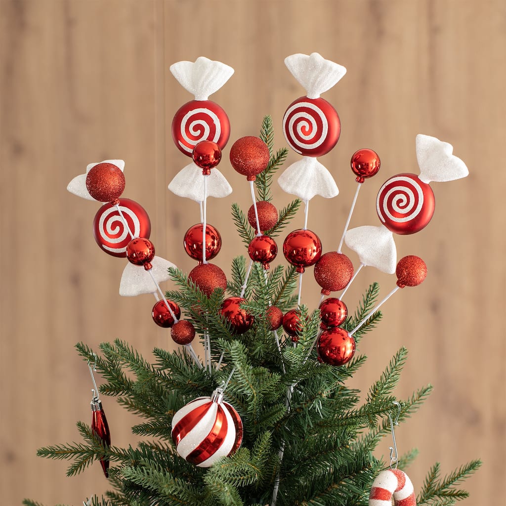 Glitzhome Set of 4 24"H Candy Picks Shatterproof Ornaments Christmas Tree Topper
