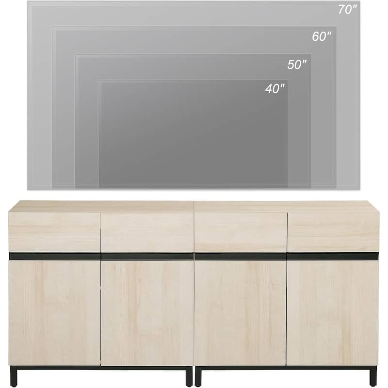 WAMPAT Modern TV Stand with Storage Cabinets for Living Room,Bedroom,Brown