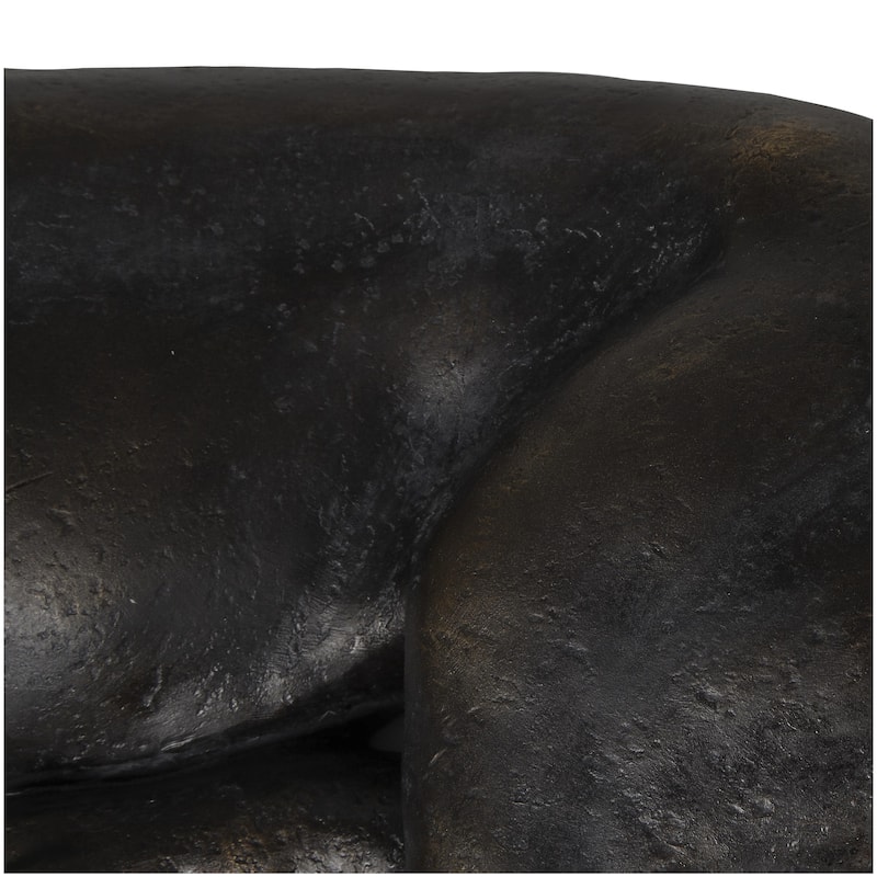 Polystone Leopard Laying Decorative Sculpture - Black - Roche River Decor