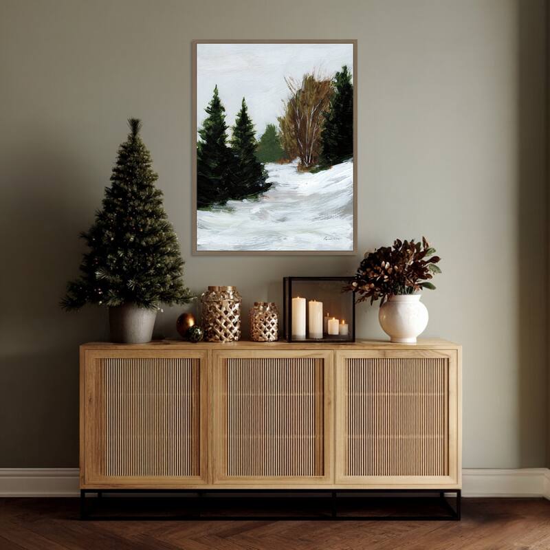 Winter on Grand Mesa by Pamela Munger Framed Canvas Wall Art Print - Sylvie Dark Gold
