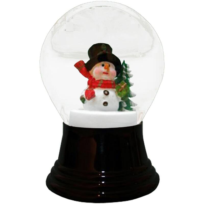 5" Black White Perzy Snow Globe Medium Snowman with Scarf Decoration