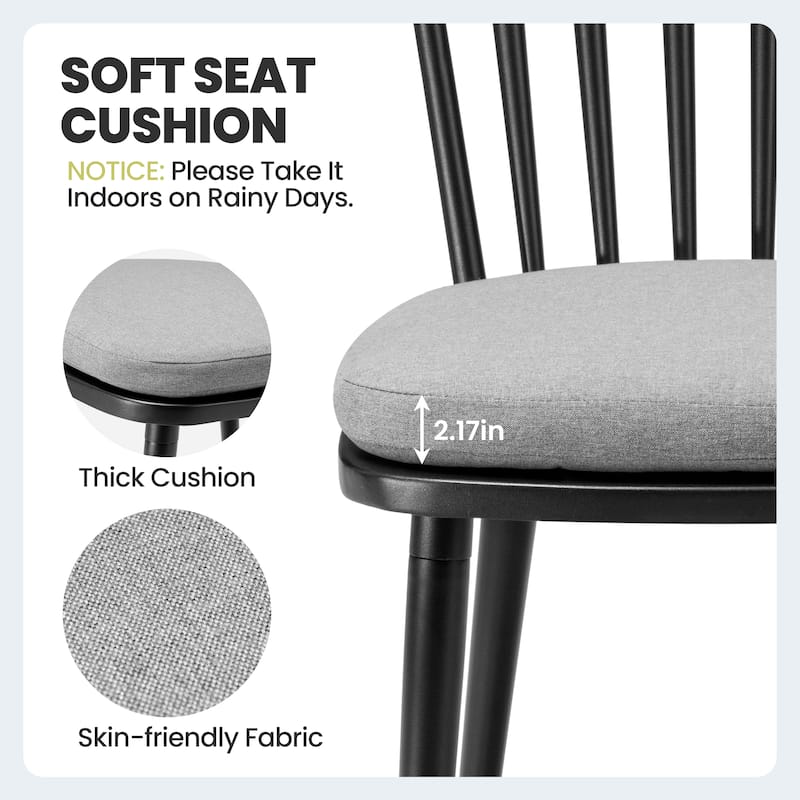 Dining Chairs Aluminum Armless with Cushion Outdoor Patio Kitchen Dining Room - See Picture
