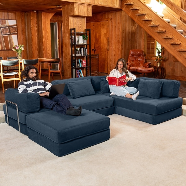 Jaxx Unsofa Modular Convertible Sectional Sofa with Fold Out King