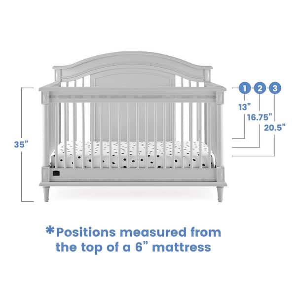 dimension image slide 2 of 3, Juliette 6-in-1 Convertible Crib with Toddler Rail, Greenguard Gold Certified