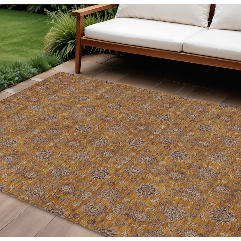 HomeRoots Floral Transitional Rectangle Outdoor Rug - 9' X 12'