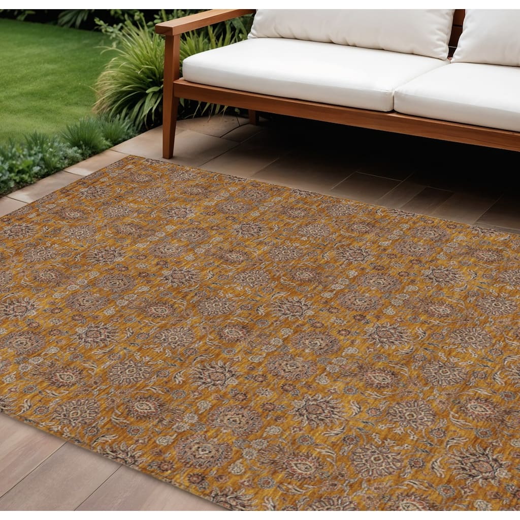HomeRoots Floral Transitional Rectangle Outdoor Rug