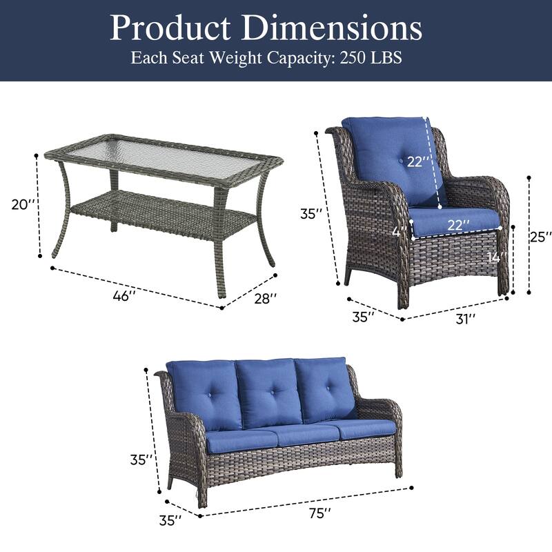 Outdoor Patio Chairs with Sofa Coffee Table