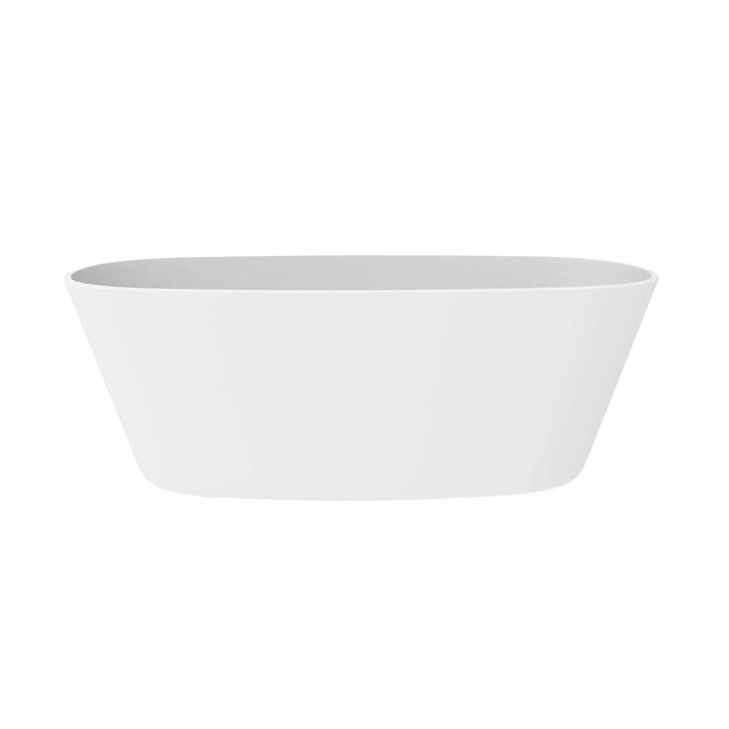 Hermosa 71" White Solid Surface Freestanding Soaking Bathtub - White