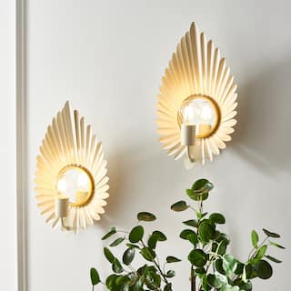 SAFAVIEH Lighting Lorynn 18" Wall Sconce - Ivory/Gold - 10"W x 4"D x 18"H