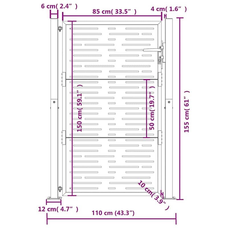 vidaXL Garden Gate Decorative Door Outdoor Anthracite Steel Square Design - 43.3 x 61.0"