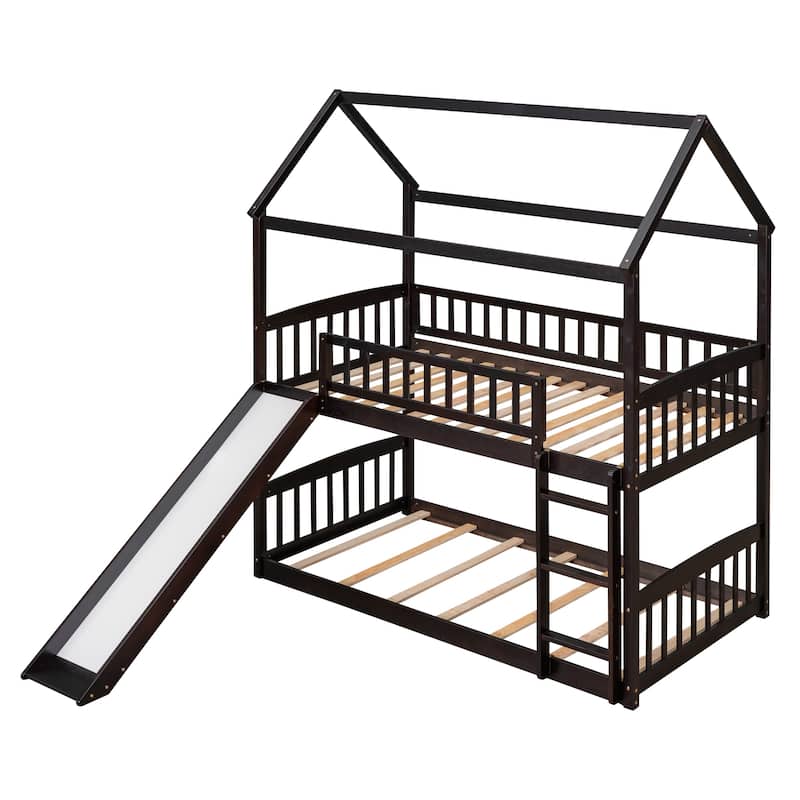 Multifunctional Twin Over Twin Bunk Bed with Slide