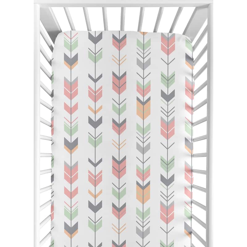 Sweet Jojo Designs Coral and Mint Mod Arrow Collection Fitted Crib Sheet