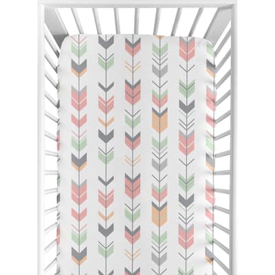 Sweet Jojo Designs Coral and Mint Mod Arrow Collection Fitted Crib Sheet