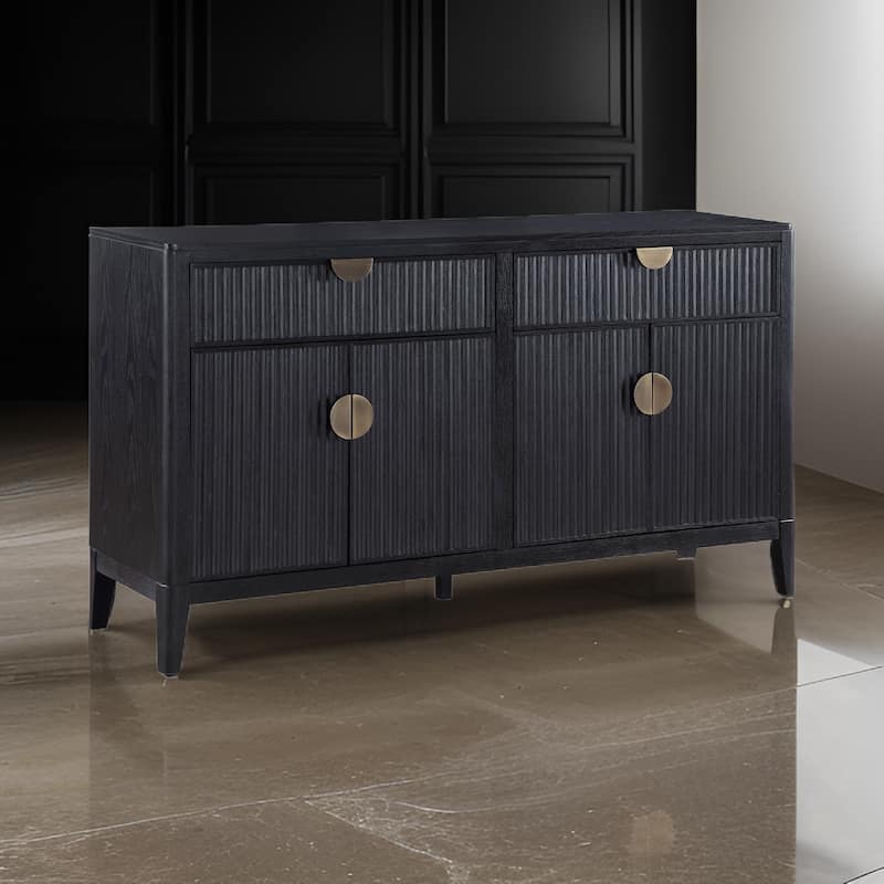 Jack 64 Inch Sideboard Buffet Console, 2 Drawers and 2 Cabinets, Black