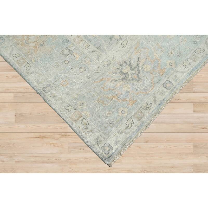 Hand Knotted Gray Turkish Oushak Wool Traditional Oriental Area Rug