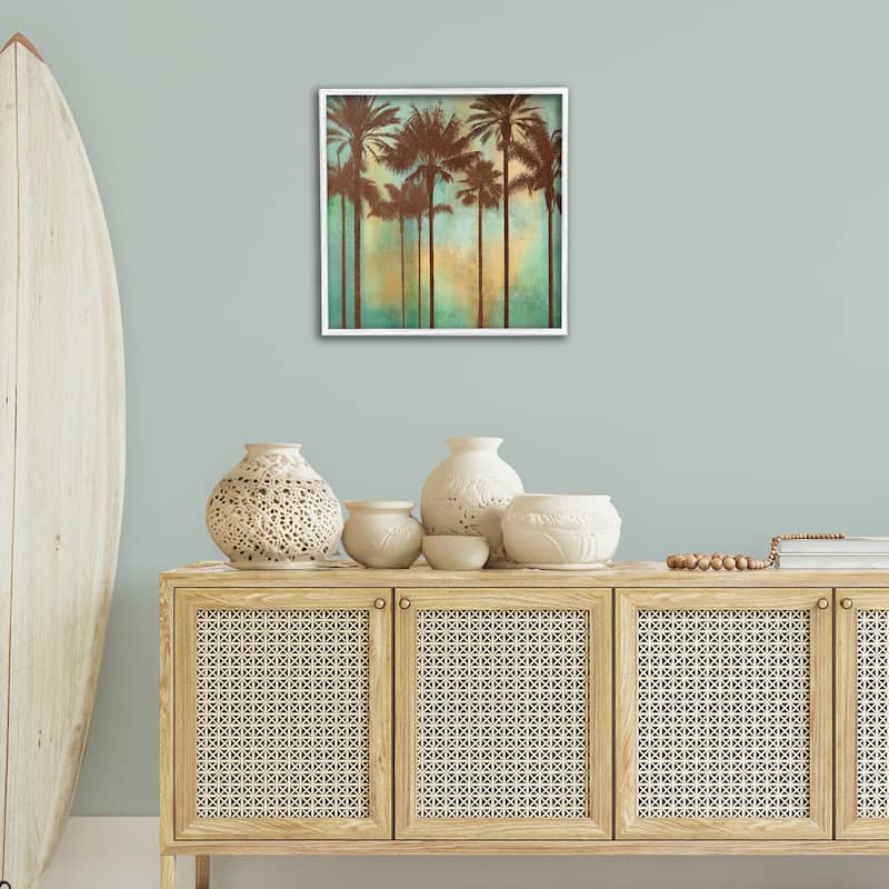 Stupell Palm Trees over Gradient Framed Giclee Art Design By John Seba