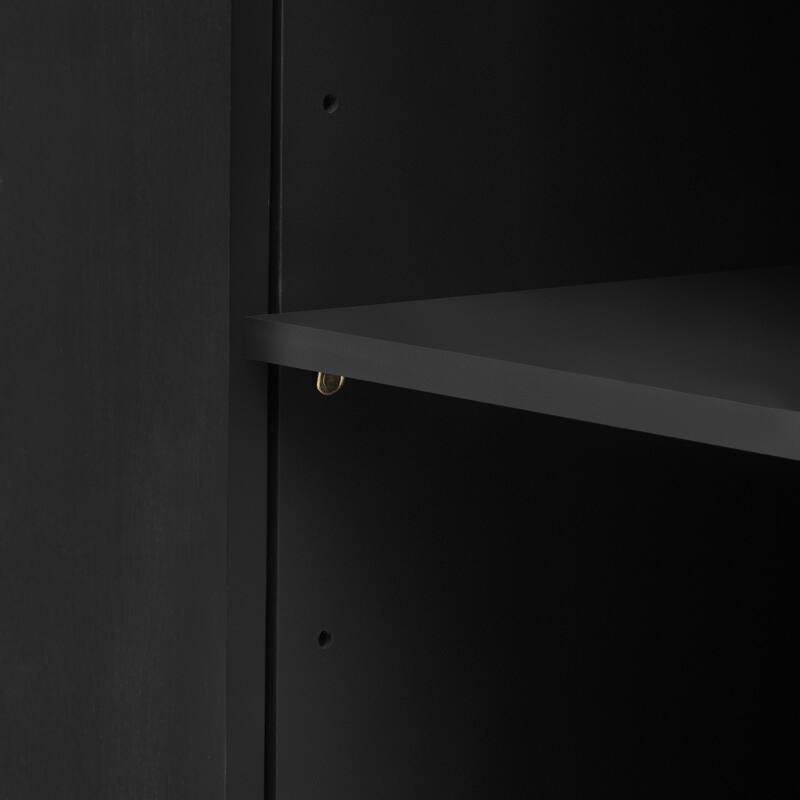 Vertical Striped Door Storage Cabinet, Multi-Functional Wooden Buffet Sideboard, Console Cabinet with Adjustable Shelves